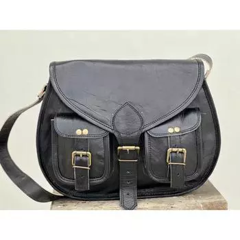 Кожаная сумка из овчины, сумка через плечо, женская сумка-мессенджер, сумка через плечо 10 x 13 x 4 in чёрный