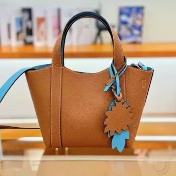 Кожаная сумка-корзина для овощей, сумка через плечо, верхний слой из коровьей кожи, двухсторонняя контрастная цветная сумка-тоут для мам, модная 19x18x12.5cm чёрный