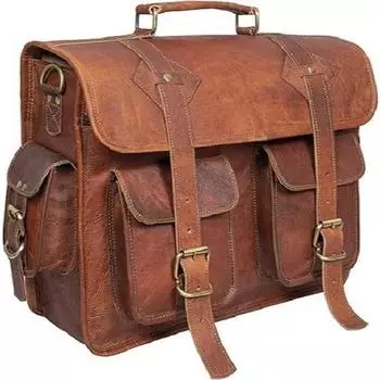 Кожаная сумка-мессенджер Bagsifi | Винтажный кожаный портфель ручной работы в деревенском стиле | Кожаная сумка для ноутбука для мужчин и женщин 16 x 12 x 4 in коричневый