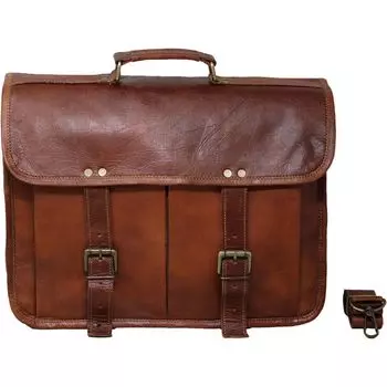 Кожаная сумка-мессенджер, чехол для ноутбука, офисный портфель, подарок для мужчин, потертая сумка через плечо для компьютера 10 x 14 x 4 in коричневый