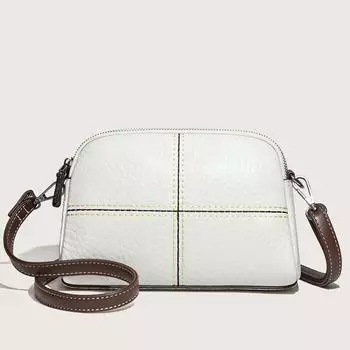 Кожаная сумка-мессенджер для маленькой девочки из коровьей кожи, высокая вместимость, для женщин, на одно плечо, прилив белый