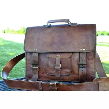 Кожаная сумка-мессенджер для мужчин и женщин, офисная сумка через плечо для ноутбука, сумки-портфели 11 x 15 in коричневый