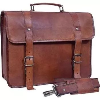 Кожаная сумка-мессенджер для мужчин и женщин, винтажный кожаный портфель ручной работы, офисная сумка для ноутбука и компьютера 16 x 12 x 5 in коричневый