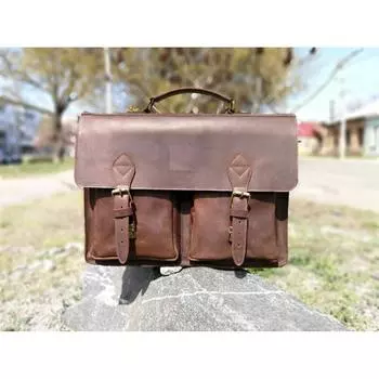 Кожаная сумка-мессенджер для мужчин, коричневая кожаная сумка-портфель, мужская сумка-мессенджер с ручной кладью, мужская кожаная сумка для ноутбука, персонализированный кожаный портфель 15 Inch коричневый