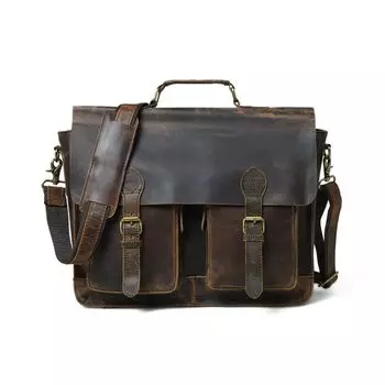 Кожаная сумка-мессенджер для ноутбука Buffalo Hunter, портфель Buffalo Hunter, сумка в деревенском стиле, мужская сумка через плечо, сумка для деловых поездок 18 x 13 x 5 in