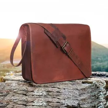 Кожаная сумка-мессенджер для ноутбука для мужчин и женщин, портфель ручной работы, кожаная сумка через плечо, Рождественский подарок 10 x 13 x 4 in