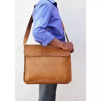 Кожаная сумка-мессенджер, дорожная сумка для ноутбука через плечо, офисная сумка, винтажная сумка-мессенджер в деревенском стиле, сумка-саквояж на заказ, подарок для мужчин и женщин 11 x 15 x 4 in коричневый