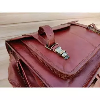 Кожаная сумка-мессенджер, индивидуальная сумка для ноутбука, мужская сумка-портфель, кожаная сумка через плечо для подарка на женский день 13 x 18 x 5 in коричневый