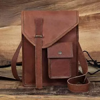 Кожаная сумка-мессенджер Ipad для планшета, сумка через плечо, 11 дюймов 11 x 9 x 3 in коричневый