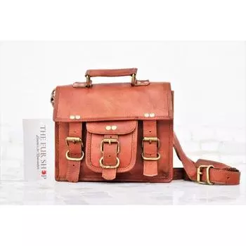 Кожаная сумка-мессенджер, маленькие сумки на плечо, мужская сумка-портфель, персонализированная сумка для ноутбука, кожаная сумка через плечо, ковбойская кожаная сумка 13 x 3 x 10 in коричневый