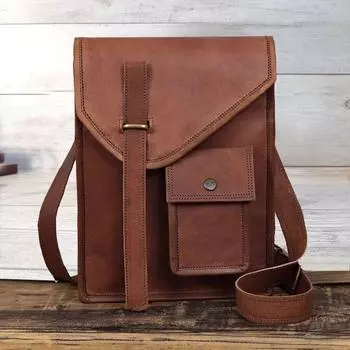 Кожаная сумка-мессенджер, мужской чехол для ноутбука, офисный портфель, сумка, подарок для женщин, потертая сумка на плечо для компьютера, женский рождественский подарок 13 x 10 x 3 in