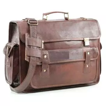 Кожаная сумка-мессенджер Новая офисная коричневая 18-дюймовая сумка-портфель для ноутбука Handmade World 18 x 13 x 5 in коричневый