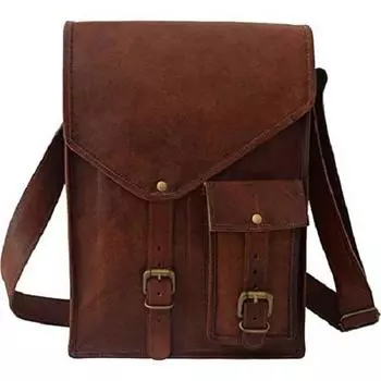 Кожаная сумка-мессенджер подходит для 13-дюймового ноутбука MacBook | Мужчины Женщины Подростки Колледж Школа Ранец Сумки через плечо 10 X 4 X 14 коричневый