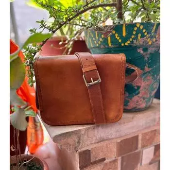 Кожаная сумка-мессенджер премиум-класса с клапаном на плече или через плечо для мужчин и женщин. 7 x 9 x 3 in коричневый