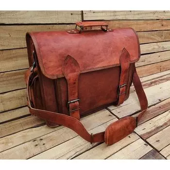 Кожаная сумка-мессенджер ручной работы, индивидуальная сумка для ноутбука, мужская сумка-портфель, кожаная сумка через плечо 16 x 12 x 4 in коричневый