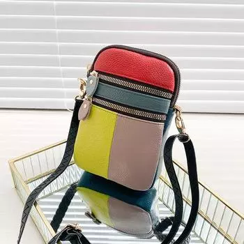 Кожаная сумка-мессенджер, сумка для мелочей, женская сумка через плечо из коровьей кожи первого слоя, многослойная сумка на молнии