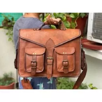 Кожаная сумка-мессенджер, сумка для ноутбука ручной работы, коричневый портфель, большая сумка-хобо, новинка 11 x 15 x 5 in коричневый