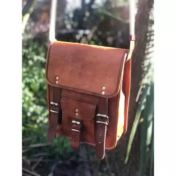 Кожаная сумка-мессенджер в винтажном стиле, сумка в стиле стимпанк, стильная коричневая кожаная сумка для него, кожаная сумка через плечо для iPad, кожаная мужская сумка. 9 x 11 x 3 in коричневый