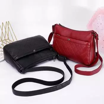 Кожаная сумка-мессенджер женская ромбовидная женская сумка из коровьей кожи первого слоя для женщин среднего возраста многослойная мягкая кожаная сумка через плечо для мам королевский синий