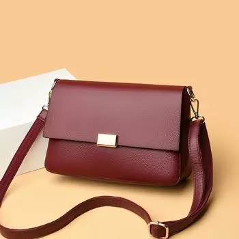 Кожаная сумка-мессенджер, женская сумка, модная сумка высокого класса, фактурная сумка в иностранном стиле, высококачественная сумка через плечо в стиле ниши бордовый
