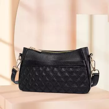 Кожаная сумка, модная женская сумка-мессенджер, первый слой коровьей кожи, вышитая ромбами, премиум-сумка через плечо белый