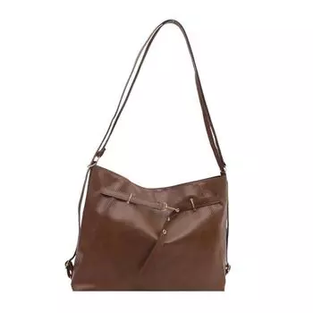 Кожаная сумка на плечо с пряжкой, однотонная женская сумка-мешок, модная винтажная женская сумка-тоут