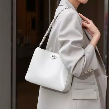 Кожаная сумка подмышки с цепочкой для женщин, новая высококачественная стильная сумка через плечо большой емкости, повседневная модная сумка через плечо 23x6x19cm кислотные зеленого