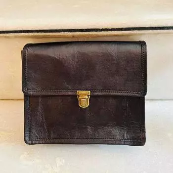 Кожаная сумка премиум-класса для iPad с половинным зажимом. 7 x 9 x 2.5 in чёрный