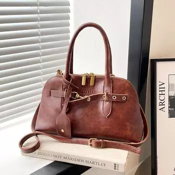 Кожаная сумка ретро коричневая сумка женская сумка через плечо сумка-ракушка женская трендовая модная дорожная сумка через плечо