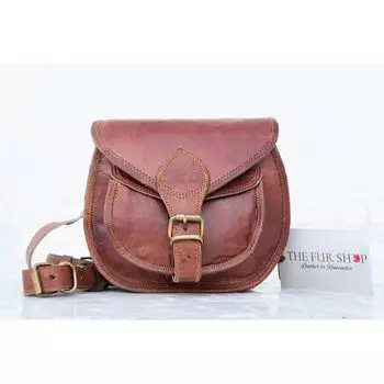 Кожаная сумка ручной работы для женщин и девочек. Маленькая сумка на ходу. Сумка из натуральной кожи. Кожаная сумка в стиле ретро. Кожаная сумка-саквояж. 9 x 3 x 7 in коричневый