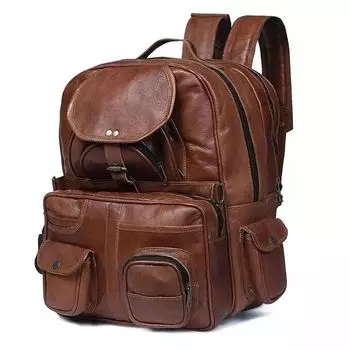 Кожаная сумка-рюкзак Goat, винтажный мессенджер, настоящий ноутбук, большой 16 x 11 x 11 in коричневый