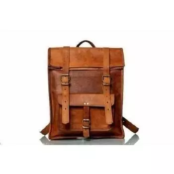 Кожаная сумка-рюкзак Рюкзак для ноутбука Винтажная коричневая унисекс Подлинная дорожная сумка коричневый