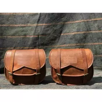Кожаная сумка Седельные сумки Седельные баулы 2 сумки (1 пара) Боковая сумка для мотоцикла 11 x 9 in коричневый