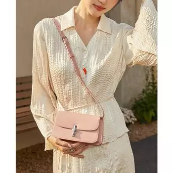 Кожаная сумка-седло для женщин, сумка-мессенджер из воловьей кожи, карман с клапаном, швейная сумка с металлической пряжкой для женщин (20cm<Max Length<30cm) абрикосовый