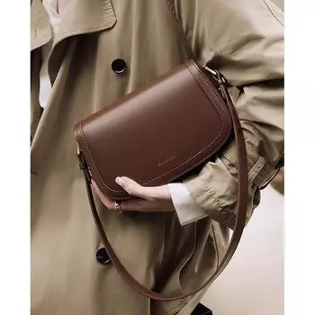 Кожаная сумка-седло женская осенне-зимняя швейная квадратная сумка-мессенджер из коровьей кожи женская сумка через плечо (20cm<Max Length<30cm) чёрный