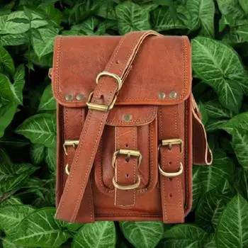 Кожаная сумка-слинг с 3 отделениями, сумка через плечо для мужчин и женщин/унисекс 9 x 7 x 3 in коричневый