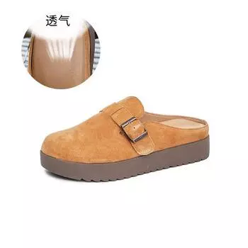 Кожаная сумка, тапочки-голова, верхняя одежда, женские, 2025 лето, новая мода, плоская подошва, уличные сандалии, повседневные, высококлассные, полушлепанцы 35