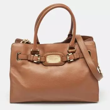 Кожаная сумка-тоут Michael Kors Hamilton коричневого цвета