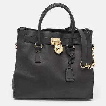 Кожаная сумка-тоут Michael Kors Hamilton North South черная