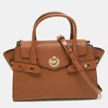 Кожаная сумка-тоут Michael Kors среднего размера Carmen коричневого цвета