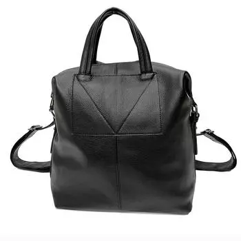 Кожаная сумка унисекс черный кожаный рюкзак рюкзак простой большой дорожная сумка чёрный