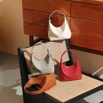 Кожаная сумка, Высококачественное ощущение, Нишевый дизайн, Сумка подмышкой, Сумка для весенних пельменей, Повседневная ручная сумка для поездок на работу, Сумка на плечо No specification коричневый