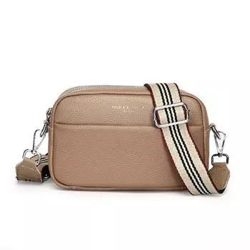 Кожаная сумка женская, первый слой, воловья кожа, широкий плечевой ремень, чистая кожаная сумка через плечо, мягкая кожаная повседневная сумка-мессенджер хаки