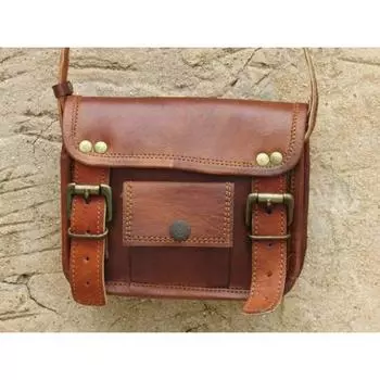 Кожаная сумка, женская сумка через плечо, женская сумка через плечо, женская кожаная сумочка, кожаная сумка через плечо в стиле бохо - рождественский подарок для нее 7 x 9 x 3 in коричневый