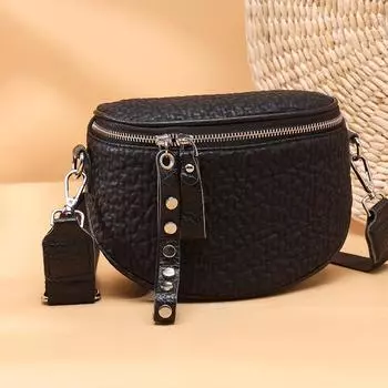 Кожаная телячья кожа, модная повседневная женская сумка большой емкости на одно плечо, женская сумка через плечо чёрный