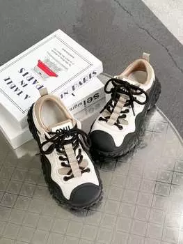 Кожаная толстоподошвенная женская 2 осень новая универсальная ретро ленивая на одной педали большая голова уродливая милая любовь 35