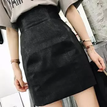 Кожаная юбка юбка женская 2024 осень и зима новая высокая талия корейская версия молния юбка бедра юбка одношаговая юбка узкая короткая юбка S