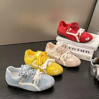 [Кожаная версия] Cat and Sofa 2025 Super Fire Apple Shoes Красные кроссовки с тонкой подошвой Новые немецкие тренировочные кроссовки для пары 35 красный