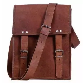 Кожаная винтажная дорожная сумка-портфель ручной работы для мужчин и женщин 9 x 11 x 3 in коричневый