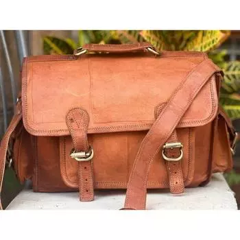 Кожаная винтажная коричневая сумка-держатель унисекс с крестом для фотографов 11 x 15 in коричневый